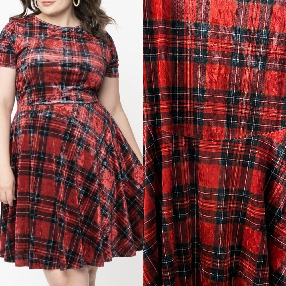 Unique Vintage red plaid dress